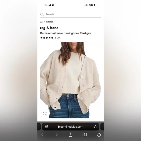 rag & bone Durham Cashmere Herringbone Cardigan - Picture 8 of 9